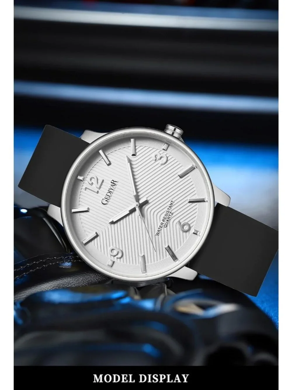 Mens Black And Silver Analog Simple Ultra Thin Waterproof Minimalist Wrist Watch